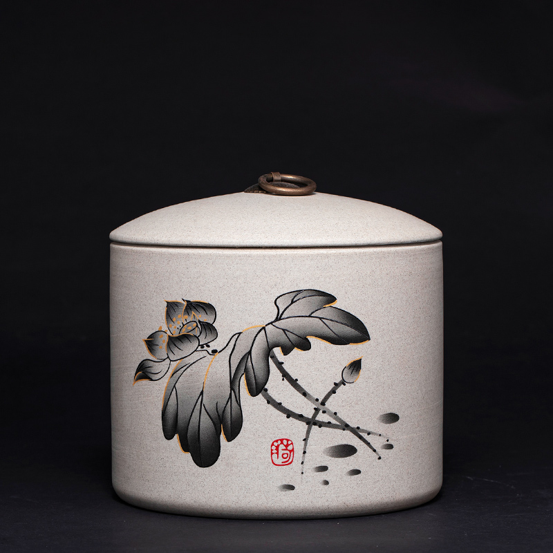 Jingdezhen ceramics storage tank furnishing articles tea cake pu 'er tea pot of new Chinese style household decorations arts and crafts