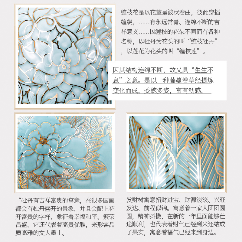 Jingdezhen ceramic hand - made paint the design of new Chinese vase furnishing articles sitting room flower arranging rich ancient frame decorative arts and crafts