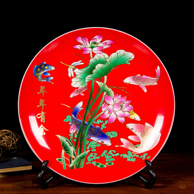Z039 Chinese jingdezhen ceramics powder enamel hang dish decorative plate of home sitting room adornment is placed more every year