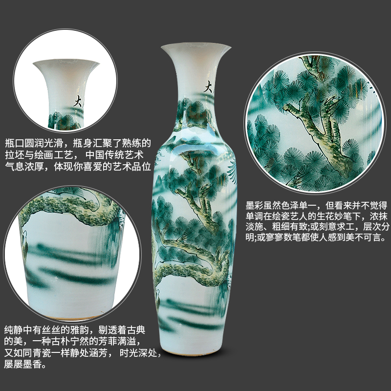 Chinese style of large vase of blue and white porcelain of jingdezhen ceramics hotel opening gifts sitting room adornment is placed