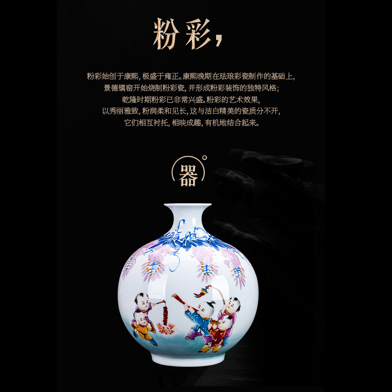 Jingdezhen ceramics bucket color of blue and white porcelain vase flower arranging pomegranate bottle of new Chinese style living room porch rich ancient frame furnishing articles