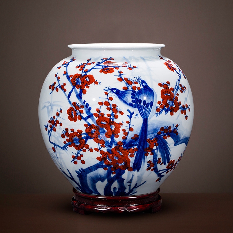 Jingdezhen porcelain vase furnishing articles on Chinese famous master hand - made pot - bellied as cans xi lintel tip home sitting room adornment