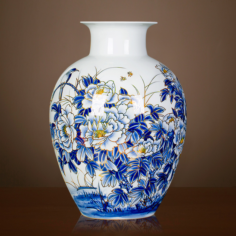 Jingdezhen ceramics hand - made paint peony vases, flower arranging new Chinese style home sitting room adornment porch place
