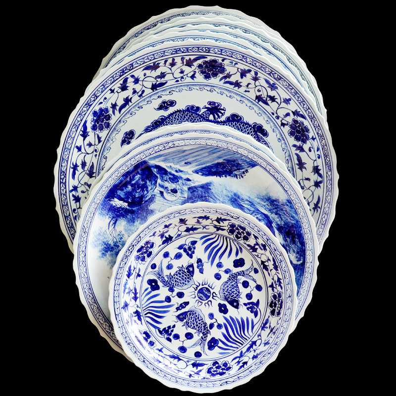 Cb28 blue and white porcelain ceramic creative restaurant hotel seafood market 1 m jingdezhen ceramic tableware