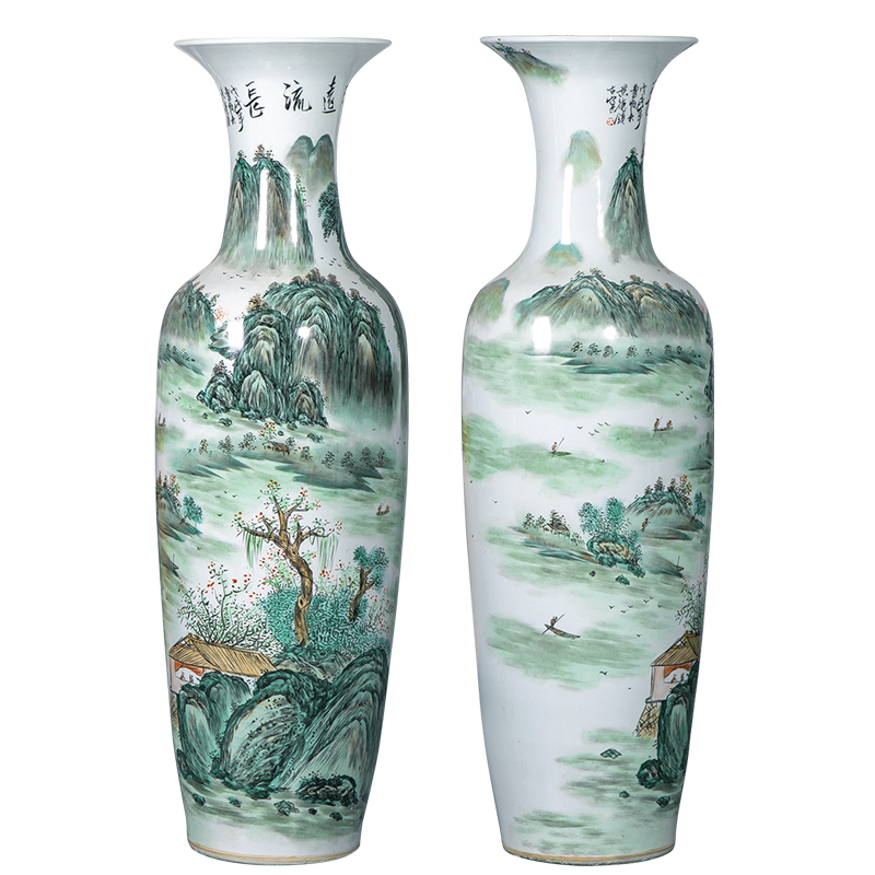 Jingdezhen ceramic hand - made pastel furnishing articles sitting room of large vase decoration large opening move 1.2 meters