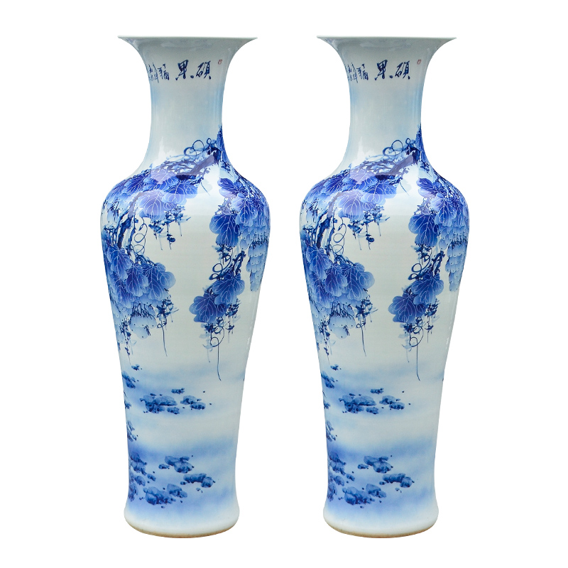 Hand - made fruits of large vase blue and white porcelain of jingdezhen ceramics living room TV ark adornment furnishing articles