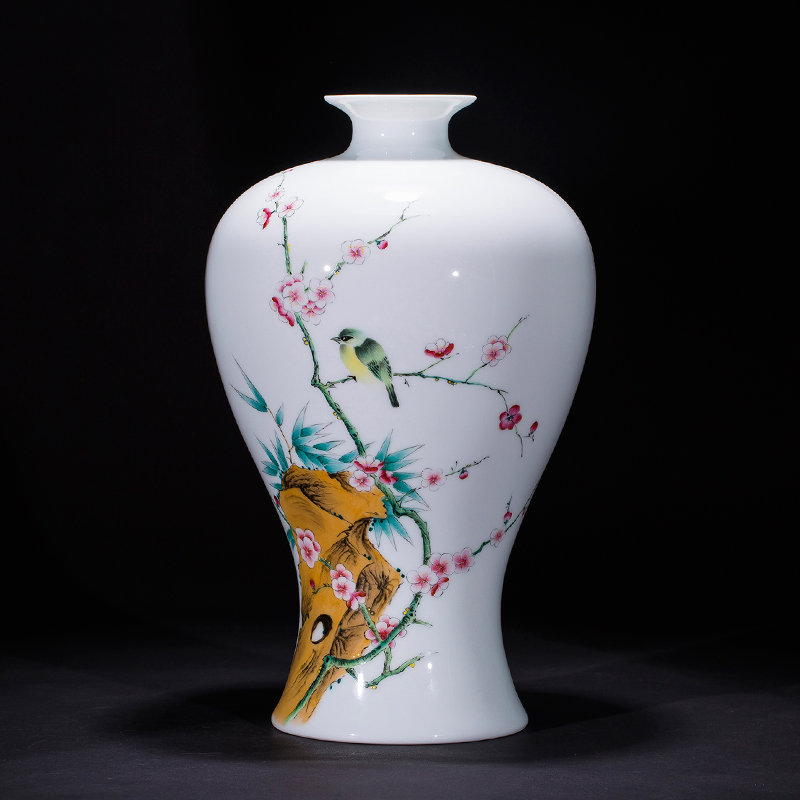 Jingdezhen ceramics vase sitting room place, famous master hand draw pastel rich ancient frame home decoration decoration