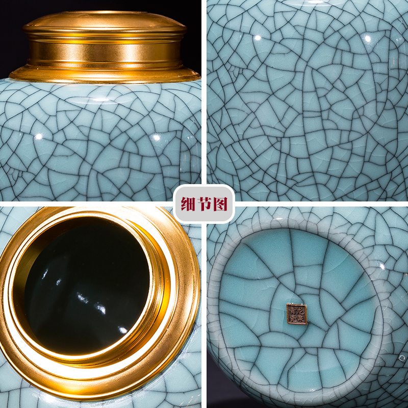 Jingdezhen archaize crack glaze caddy fixings trumpet puer tea POTS Chinese style classical ceramic seal pot