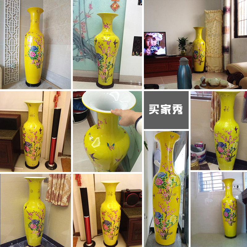 Jingdezhen ceramics of large vases, flower arranging yellow peony home sitting room adornment is placed large size 8