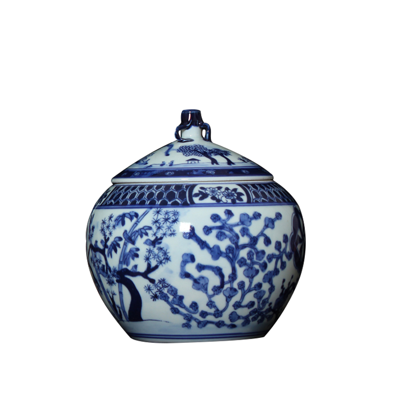 Hc - 100 jingdezhen merry flower glaze up caddy fixings storage tank home decoration decoration decoration furnishing articles