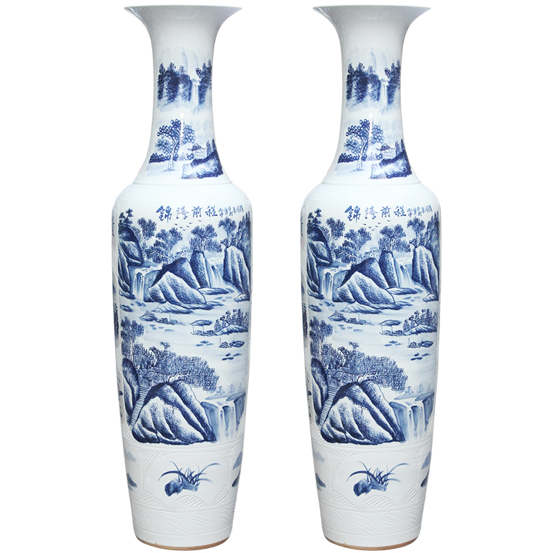 Jingdezhen ceramics hand - made of blue and white porcelain has a long history of large vases, sitting room adornment is placed for the opening gifts