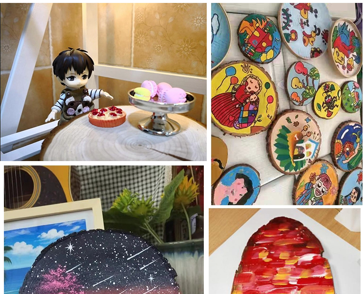 年轮木头圆片diy手工绘画板幼儿园环创模型装饰材料拍摄摆件道具
