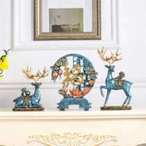 Creative Eu Style Money Deer Swing Piece Home Living Room Light And Luxurious Closing Cabinet Wine Cabinet Wedding Joe Relocation Gift Decoration Furnishing