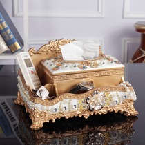 Eurostyle paper towel box Living room tea table Home Desktop Large Number of crambox Extravagant Multifunction Remote Control Containing box