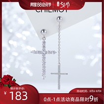 Cross tassel earrings 2021 new trendy asymmetrical temperament summer stud earrings women sterling silver earrings drop earrings