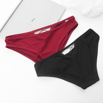 Close-fitting light sexy cross hollow high fork legs show leg length comfortable cotton underwear womens low waist triangle shorts