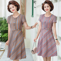 Middle-aged and elderly moms loaded with foreign air in long style dress with dress middle-aged womens summer clothing New pint of loose big code 2022 new