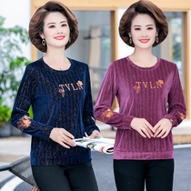 Mid-aged womens clothing gold velvet beating undershirt female spring clothing fashion foreign piste mom clothes big code middle-aged loose chic