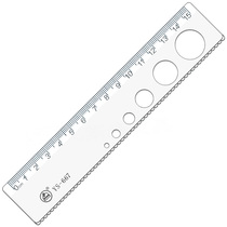 Student painting wave curve ruler 15cm transparent circular template hole ruler scale clear test gauge