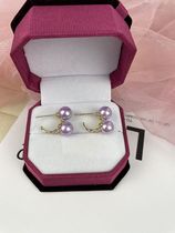 New female 925 silver Double Pearl Personality Shells Pearl Earrings Natural Mother Bay Imitation Pearl Earrings Earrings PURPLE