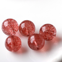 Dingxi 7A grade natural strawberry crystal loose beads round beads Strawberry crystal DIY multi-treasure hand string blood red Rose crystal