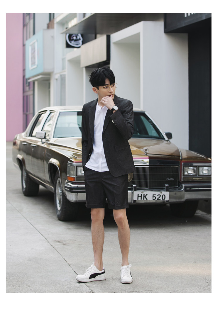 2019春新款男士时尚休闲牛仔短裤九分裤西装套装z268-p235(控260)