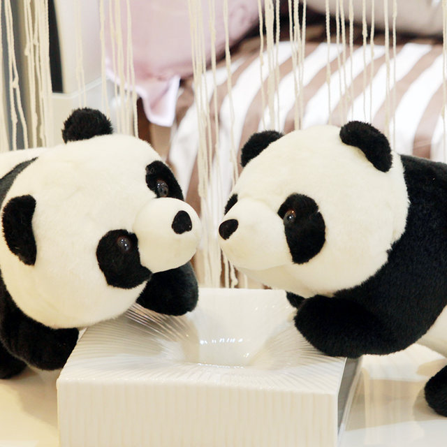 longbo panda doll zoo model huggable bear ງາມສີດໍາແລະສີຂາວຂອງຫຼິ້ນ plush