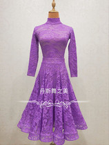 Imitation of British female childrens modern dance Standard competition suit lilac purple refuses to bump elegant