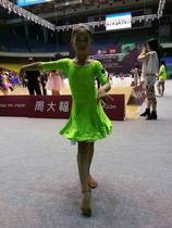 New girl Latin dance bag hip big swing plus belt one-word collar standard competition uniform multi-color can be customized