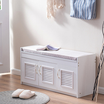 Shoe cabinet home door solid wood White simple modern shoe stool type door can sit small dustproof entrance hall cabinet
