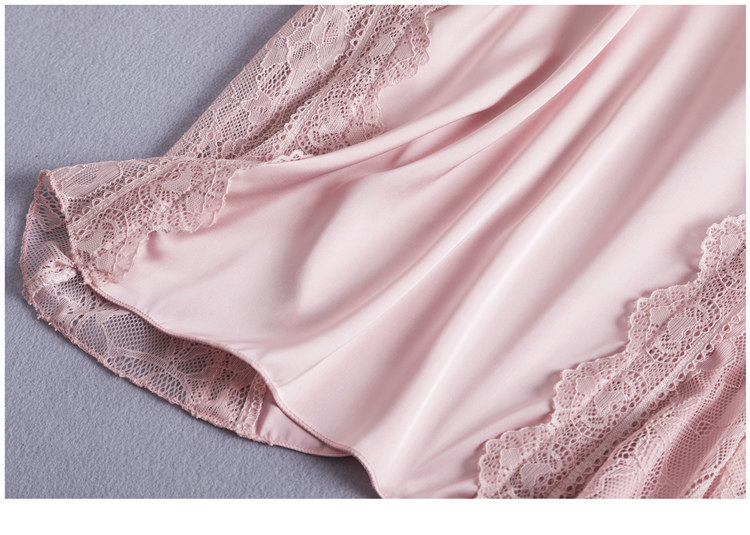 性感睡衣吊带睡裙女夏冰丝诱惑带胸垫薄款透明蕾丝少女丝绸家居服