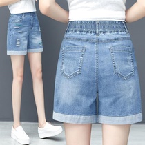 Cave denim shorts womens loose summer thin model 2021 New Tide high waist slim a-shaped wide legs five-point pants