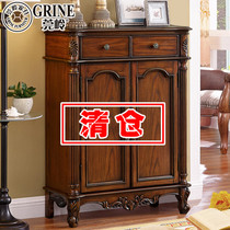 Guanling American furniture solid wood shoe cabinet European style retro shoe change cabinet entrance hall Cabinet two-door multi-layer G