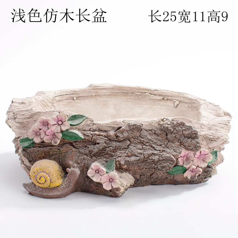 Imitation wood flowerpot more meat is large caliber spell basin of creative move household meat meat the plants flower POTS of ceramics