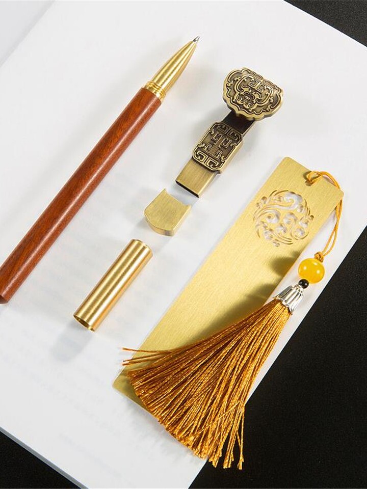 复古中国风 仰山楼金属黄铜书签|潮妈妈