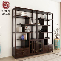 New Chinese-style Ukim Wood Bou Ancient Shelf Modern Office Show Shelf Light Extravagant Shelf Brief Bookshelf Furniture Custom