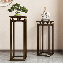 New Chinese retro flower shelf modern minimalist creative flower table floor wooded flower pot frame living room household integrated pendulum piece