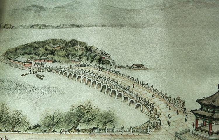 真丝织锦丝绸《颐和园全景图》长卷横轴画老北京特色商务团购礼品