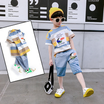 Boy summer Net red suit 2021 New Style style style personality in big children short sleeve two sets 5 years old 6