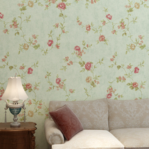 Non-woven pastoral wallpaper bedroom European warm romantic American pastoral style floral wallpaper living room