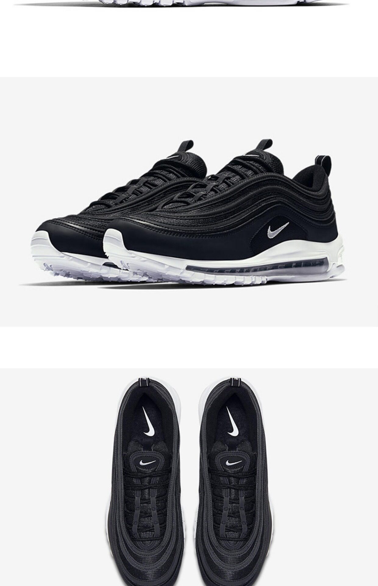 【bsh】nike air max 97 黑白子弹 全掌气垫 跑步鞋 921826-101qe