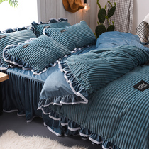 Thickened warm magic velvet three or four sets of coral velvet Falai velvet duvet cover sheets Bed sheet bed skirt bedding winter