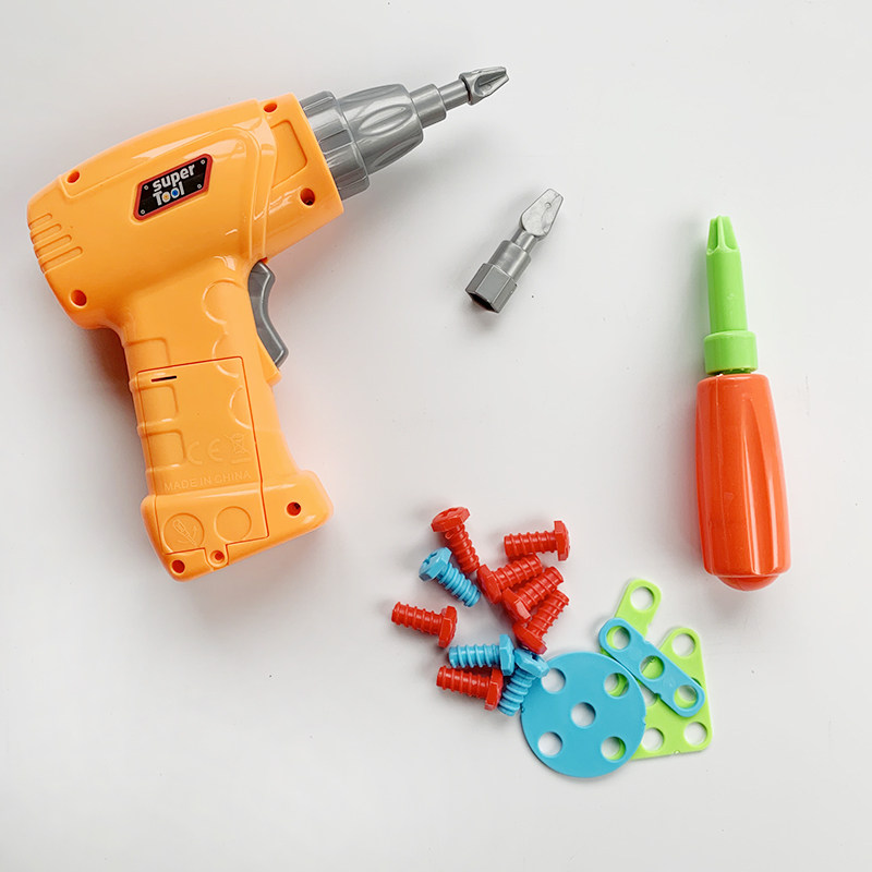 儿童电动螺丝刀组装玩具套装拼插螺母拆装电钻工具台宝宝拼图_双氙