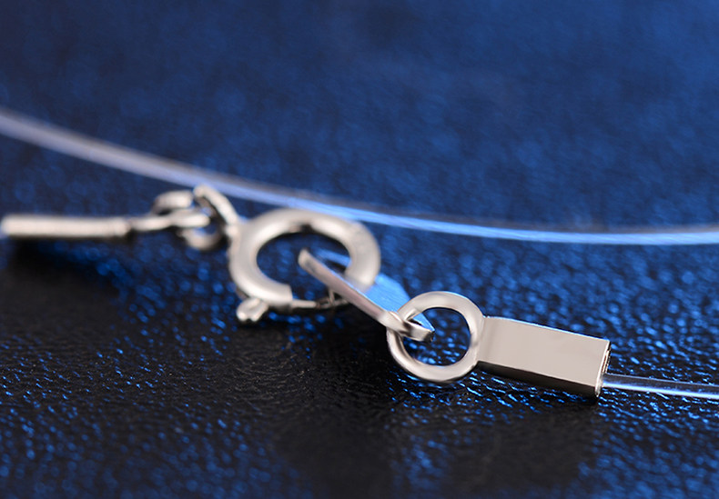 S925银透明鱼线项链女隐形日韩个性锆石锁骨