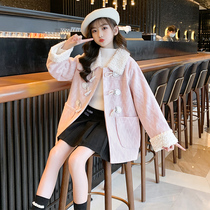 Girl lamb coat 2021 autumn and winter new little girl fragrant wind woolen coat foreign boy coat winter