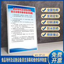 Food establishments and facilities Equipment Cleaning disinfection and maintenance systems Enterprise factories Workshop management Regulations Mechanical bag rims Upper wall Operation protocols Fire screening ID
