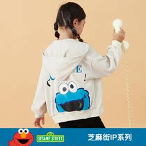 Sesame Street girls foreign style printed coat spring and autumn clothing 2021 New Korean version of the children fashionable long sleeve jacket autumn