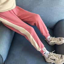 Girls autumn and winter thick pants 2021 New Korean version of childrens foreign style winter clothes plus velvet trousers knitted sweatpants tide