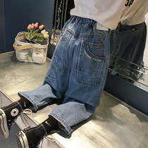 Girls casual loose jeans spring and autumn 2021 New Korean childrens fashionable foreign style pants tide autumn trousers
