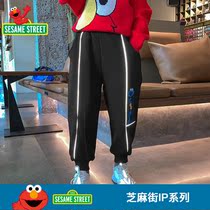 Sesame Street girls winter clothes plus velvet pants 2021 autumn and winter New Korean tide black pants childrens thick trousers